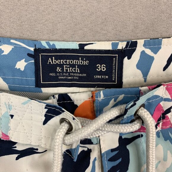 Abercrombie & Fitch Mens Board Shorts 36 Blue Colorful Swim Trunks Mesh Lined - Picture 2 of 12